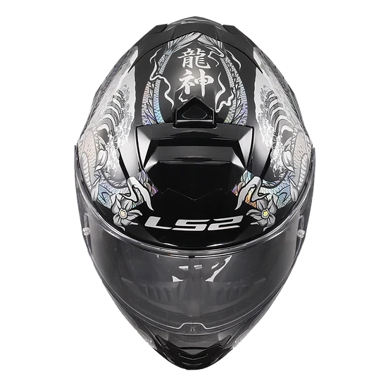 Assault Warrior Full Face Motorcycle Helmet W/ SunShield Krome Silver Black Helmets LS2 Helmets