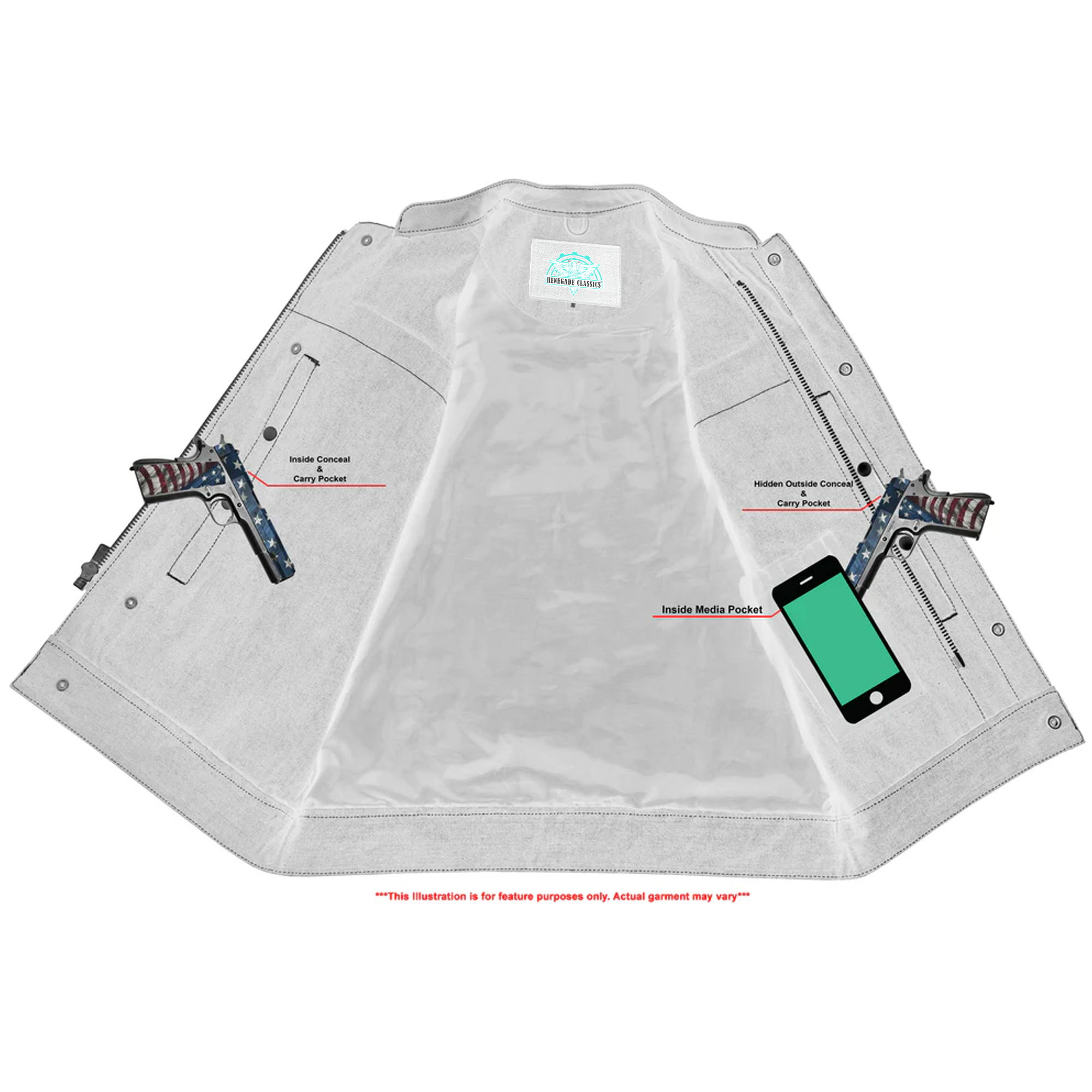 Stormskin Men's Leather-Denim Combo Motorcycle Vest