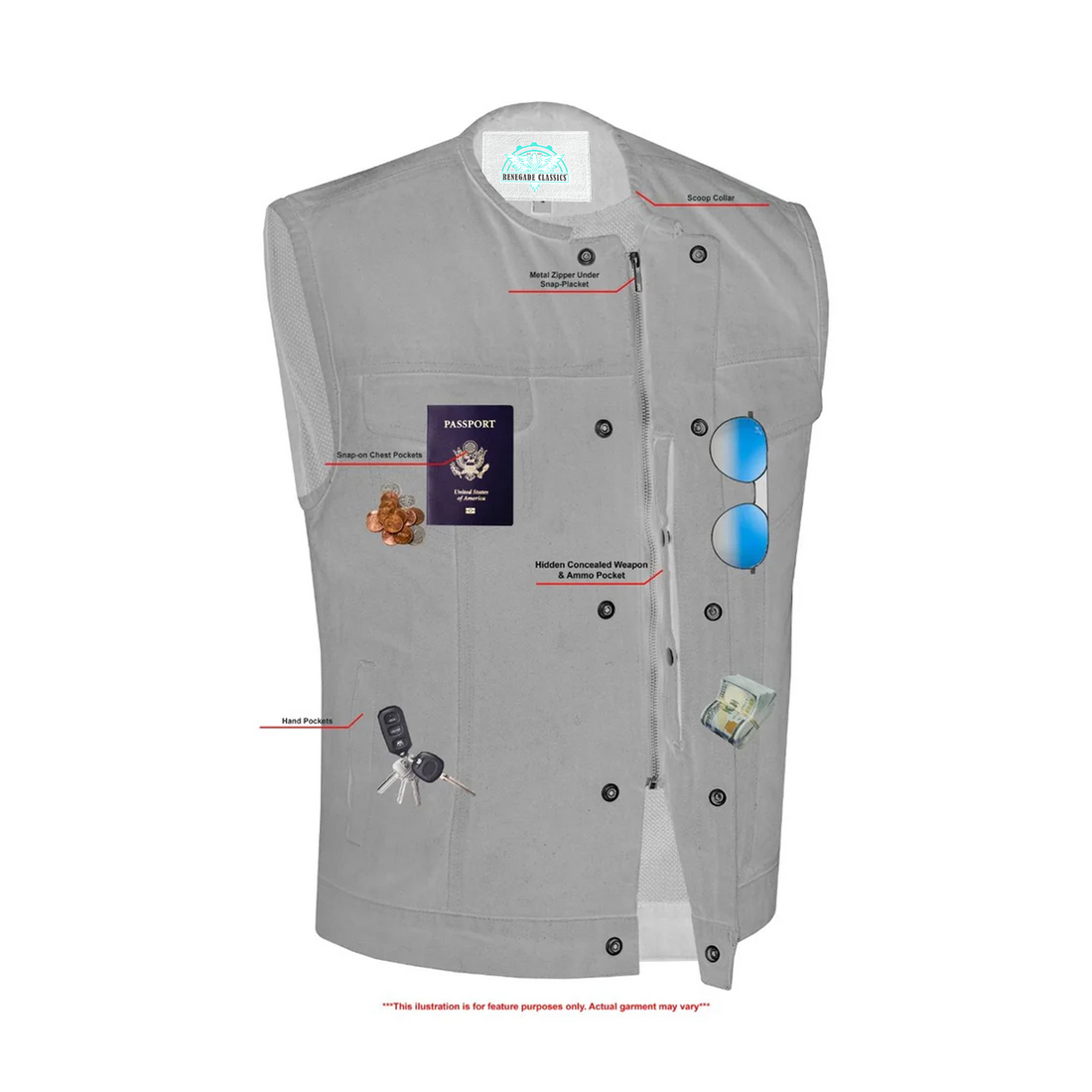Nightcore Mens Black Denim Motorcycle Vest