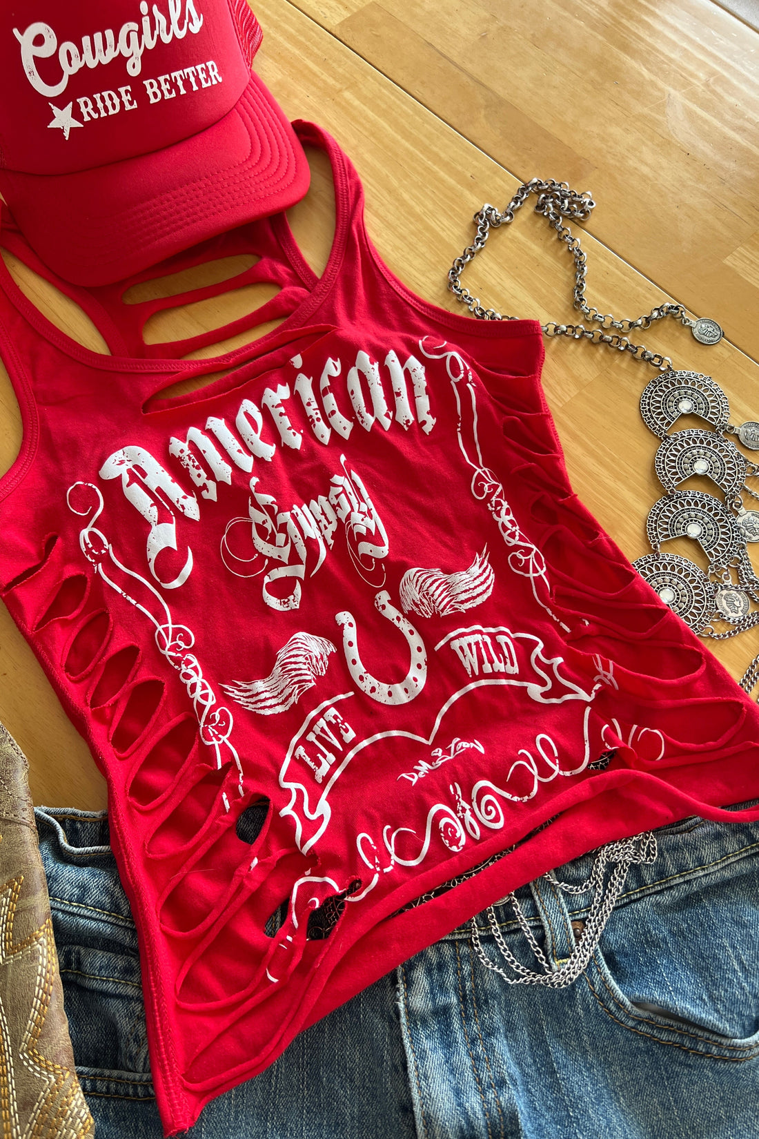 American Gypsy Country Boho Moto Festival Tank Top