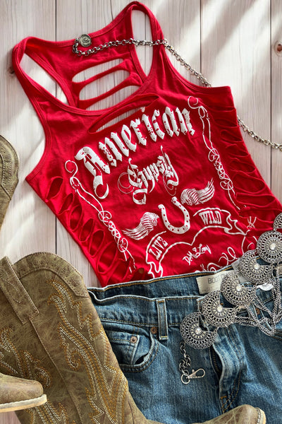 American Gypsy Country Boho Moto Festival Tank Top