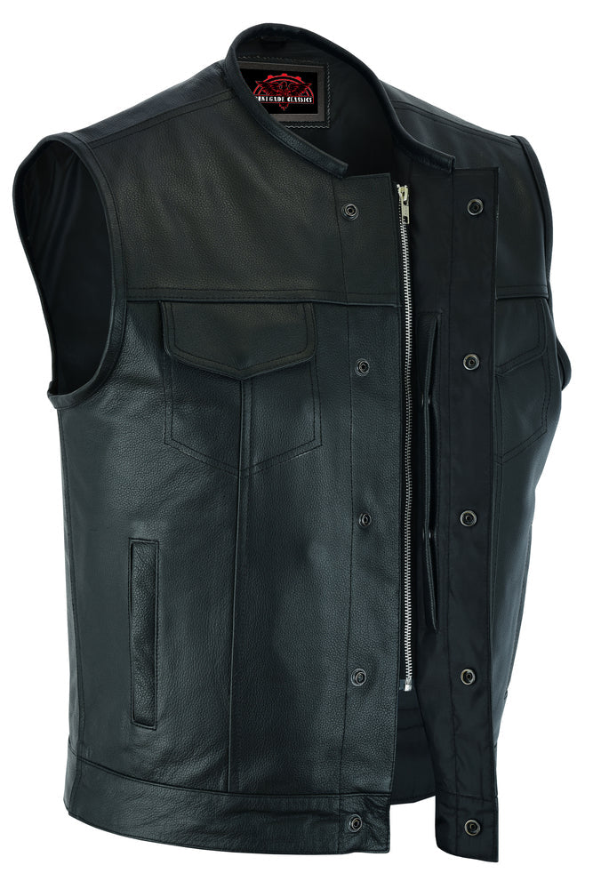Dawn Run Black Cowhide Leather Motorcycle Vest