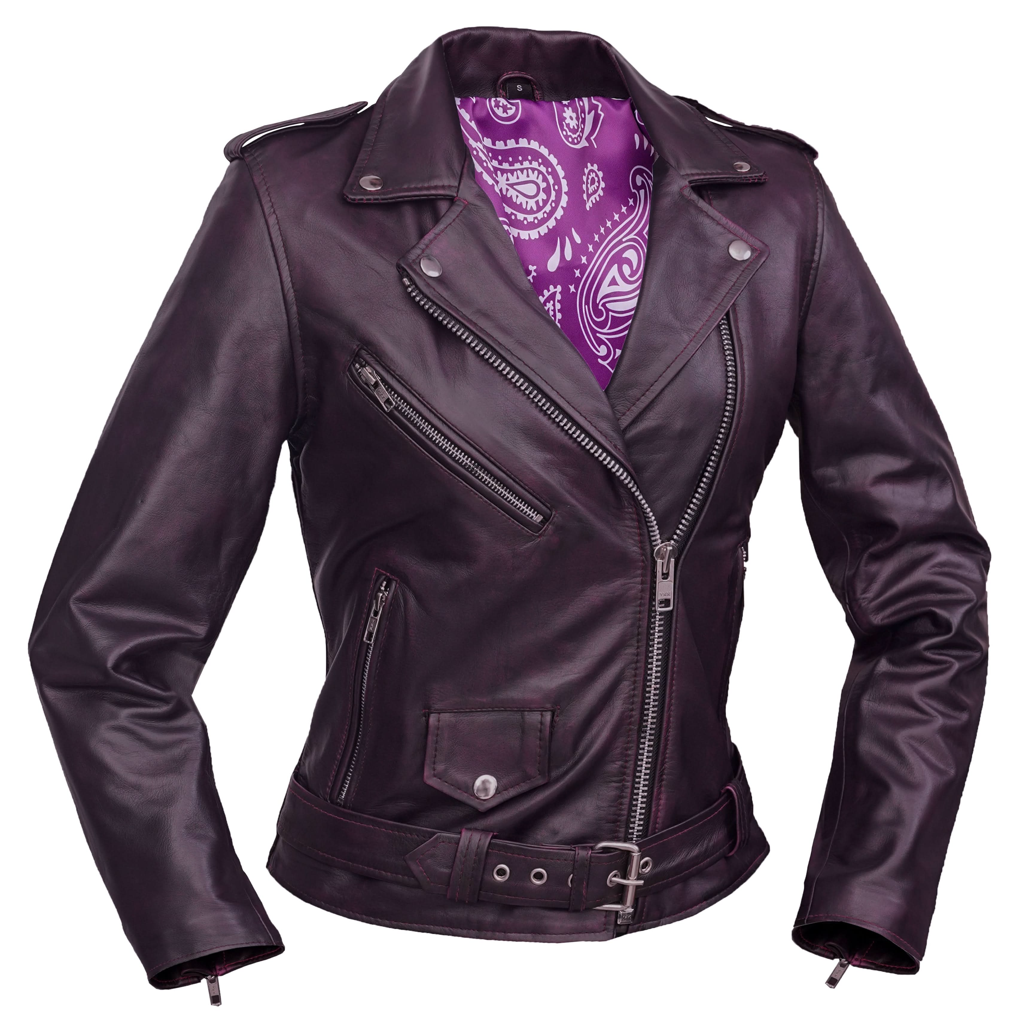 Violet Vixen Women’s Leather Motorcycle Jacket