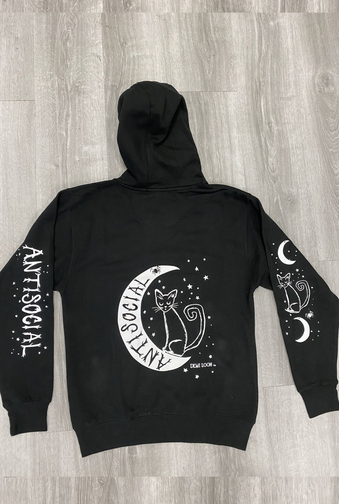 Antisocial Cat Witch Moon "Boyfriend Fit" Zipper Hoodie