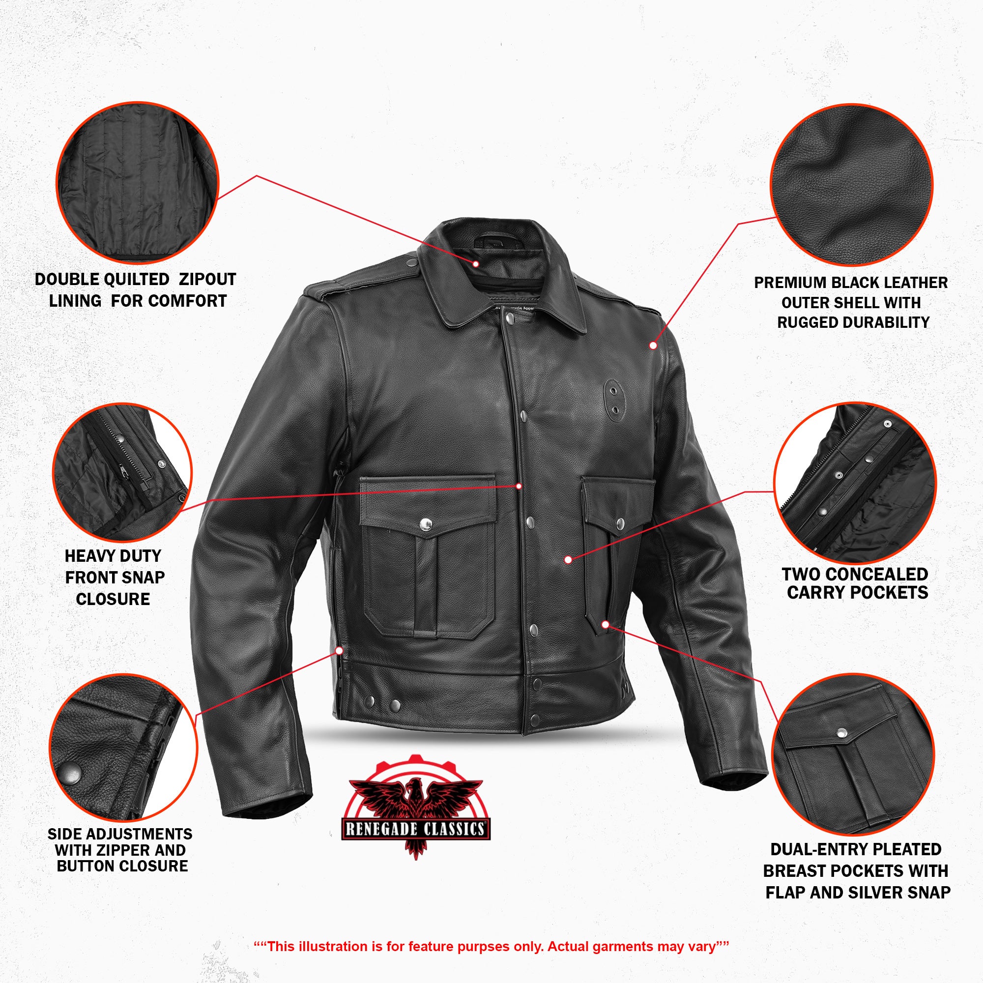 Blackhawk™ Men’s Leather Motorcycle Jacket