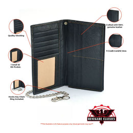 BWC236 Black Texas Star Concho Leather Wallet Wallet Chains/Key Leash Renegade Classics