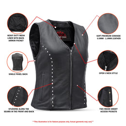 Biker Babe Women's Studded Leather Motorcycle Vest