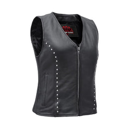 Biker Babe Women's Studded Leather Motorcycle Vest