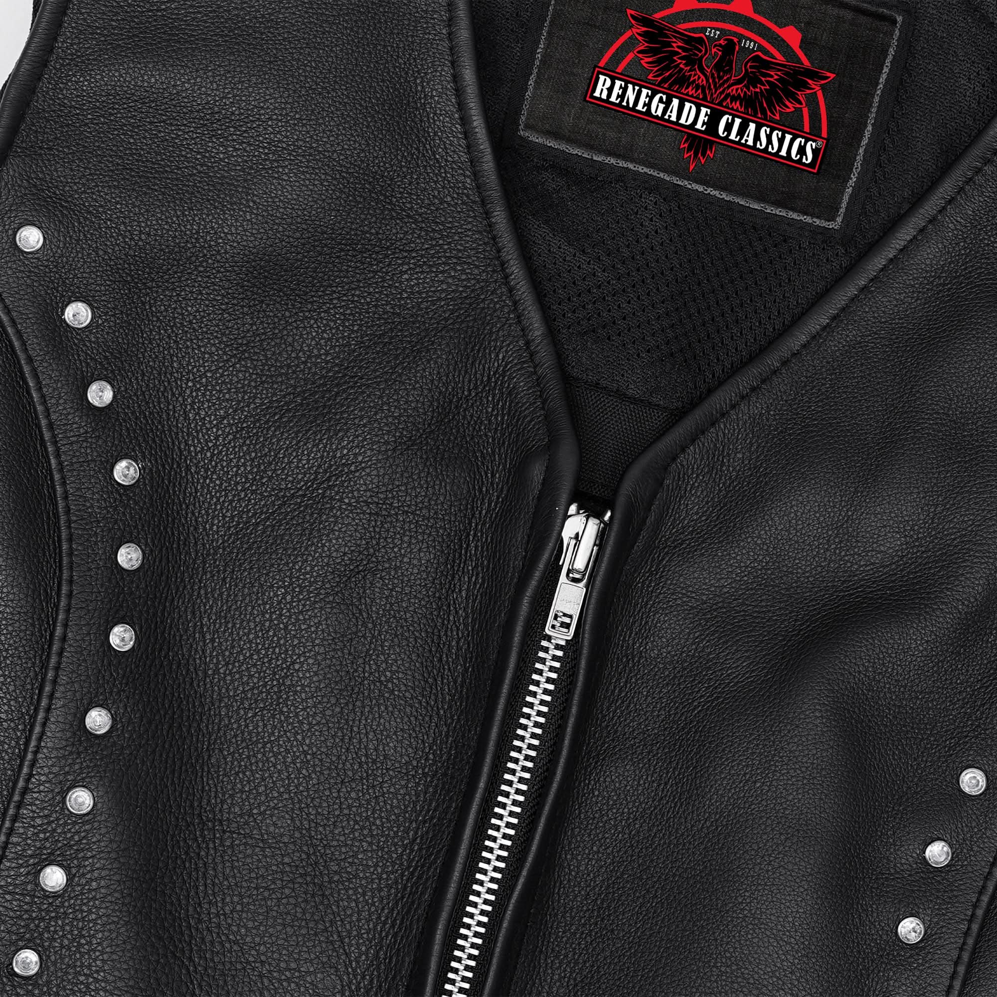 Biker Babe Women's Studded Leather Motorcycle Vest