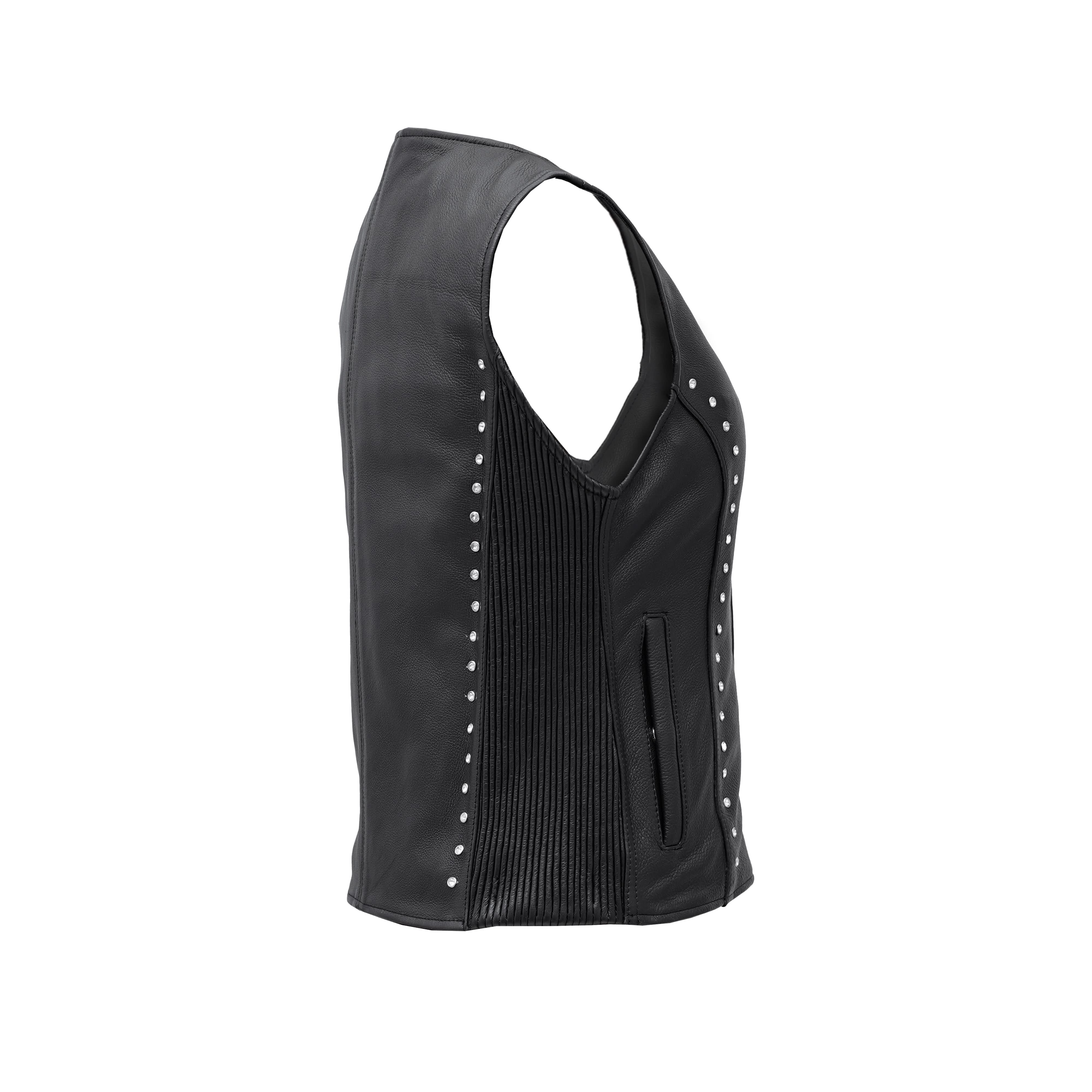 Biker Babe Women's Studded Leather Motorcycle Vest
