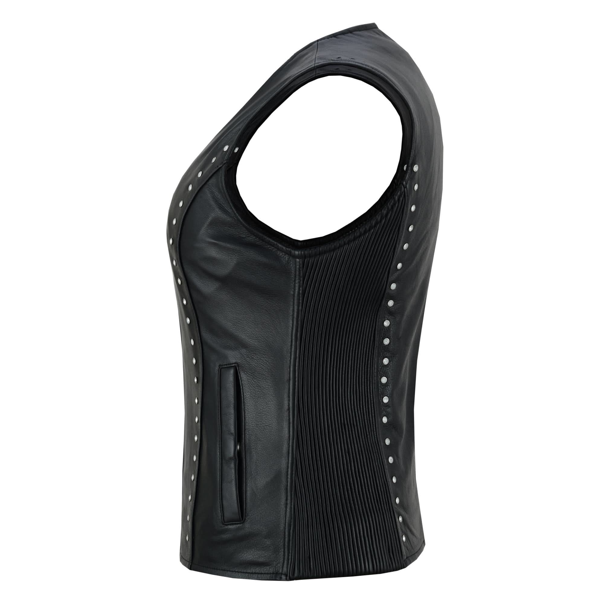 Biker Babe Women’s Studded Leather Motorcycle Vest Womens Leather Vests Renegade Classics