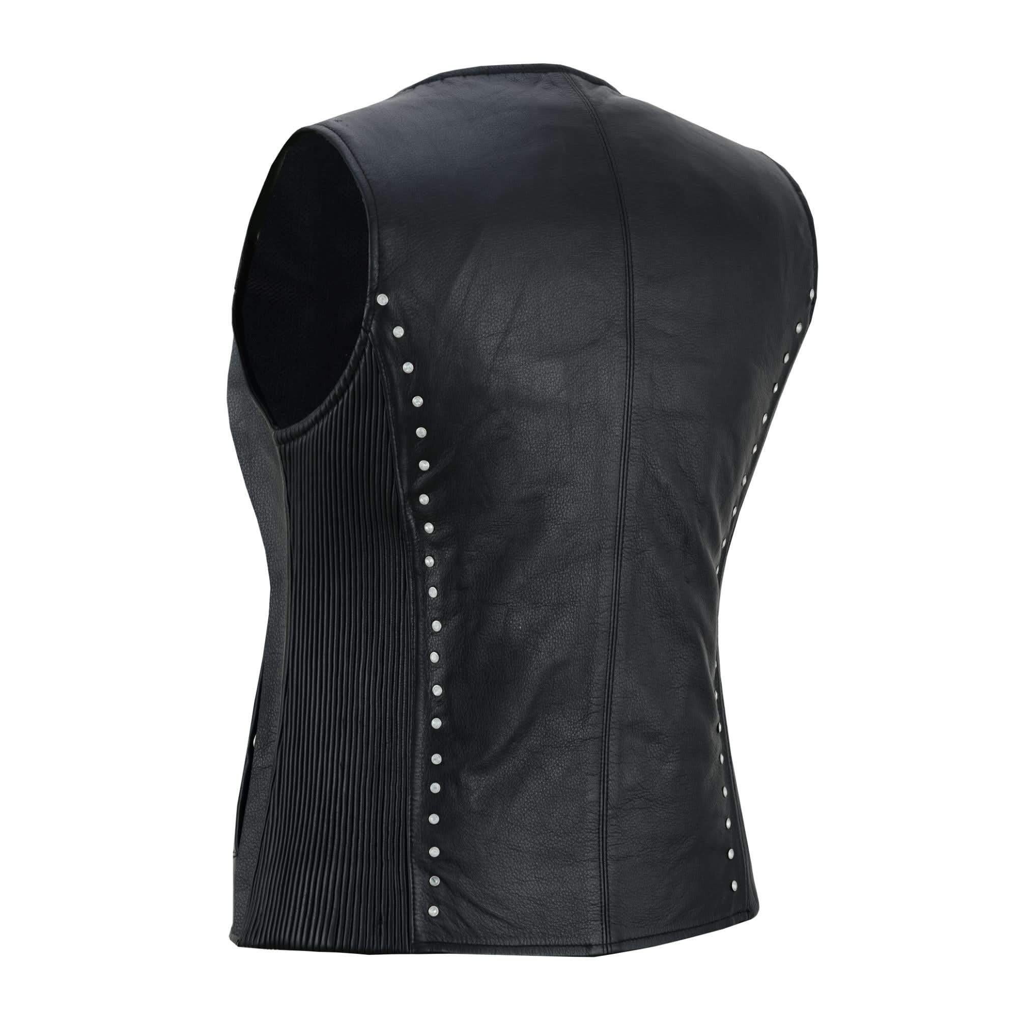 Biker Babe Women’s Studded Leather Motorcycle Vest Womens Leather Vests Renegade Classics