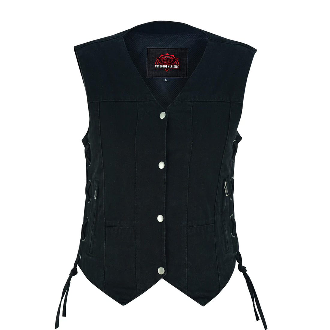 Blackened Black womens denim vest