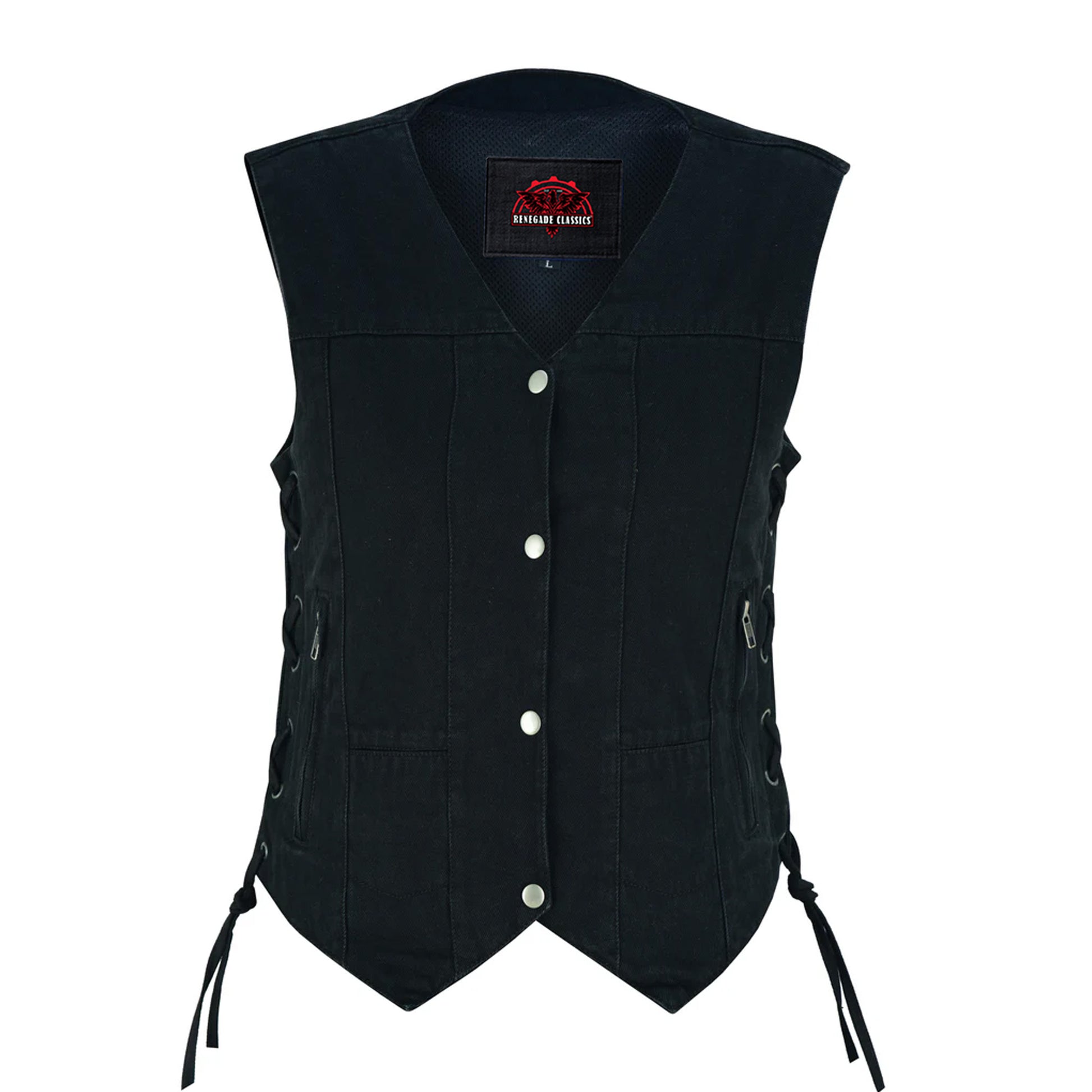 Blackened Black womens denim vest