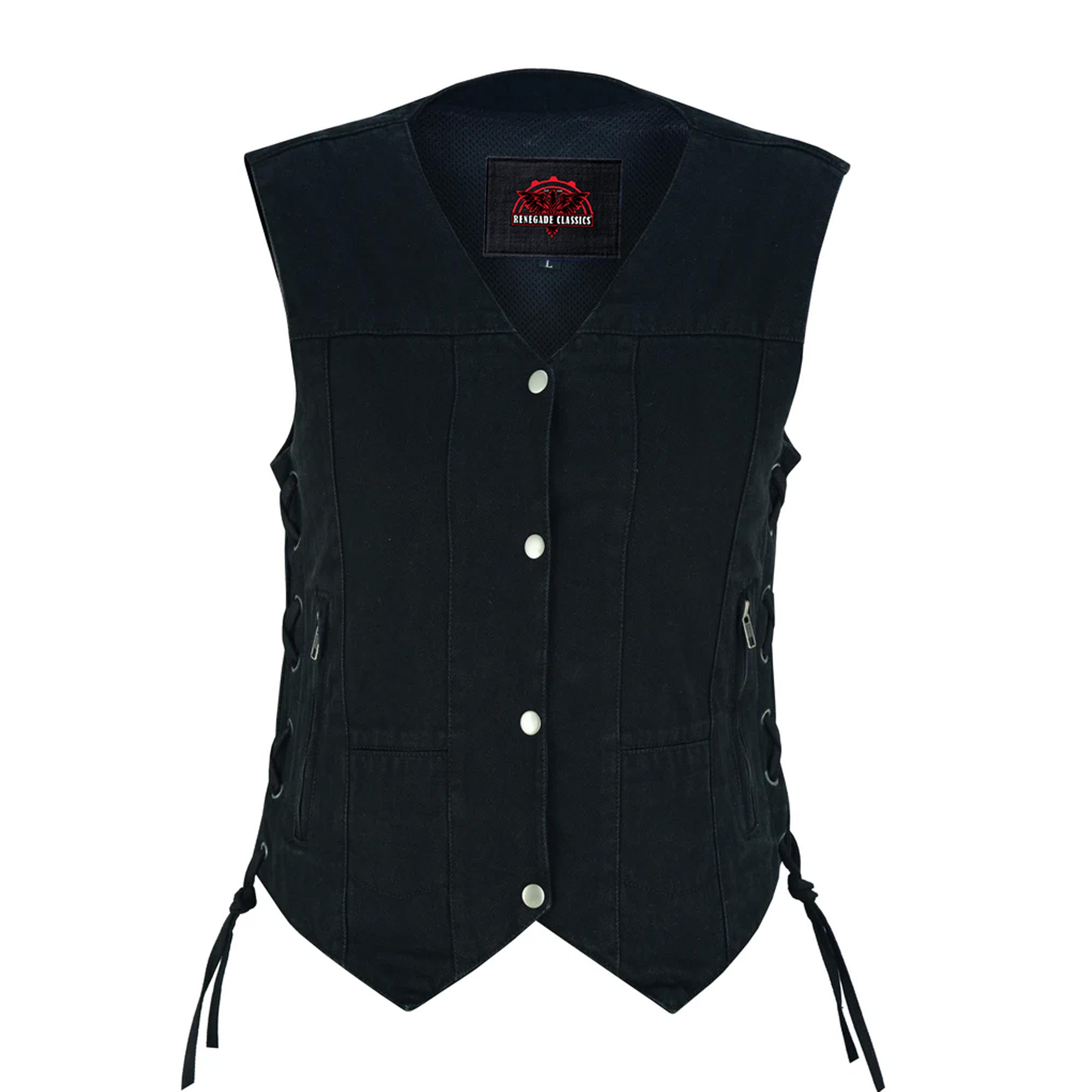 Blackened Black womens denim vest
