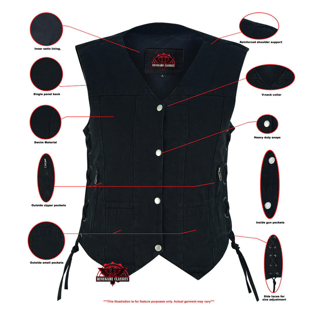 Blackened Black womens denim vest 6