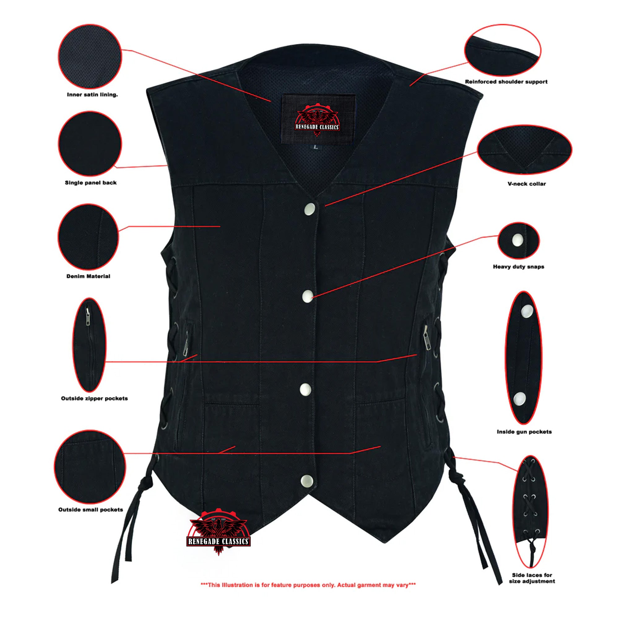 Blackened Black womens denim vest 6
