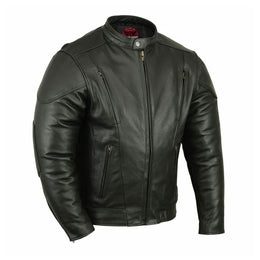 Blackout Men's Black  Leather Motorcycle Jacket