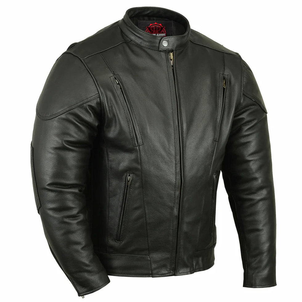 Black 6 Packs Design Motorcycle Jacket