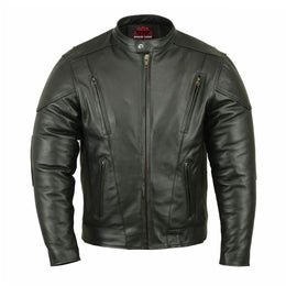 Blackout Men's Black  Leather Motorcycle Jacket