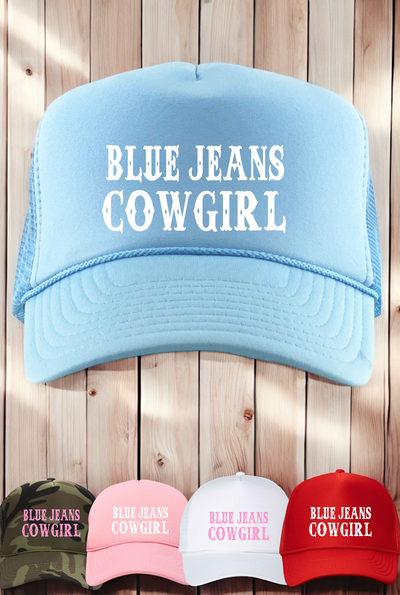 Blue Jeans Cowgirl Country Graphic Trucker Hat