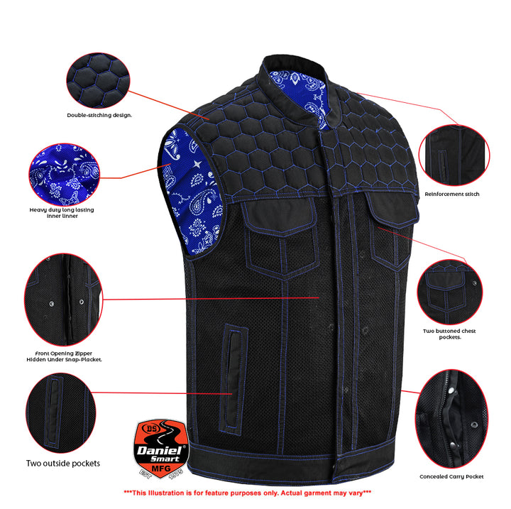 Blue Soul Men's Black Mesh Textile Vest