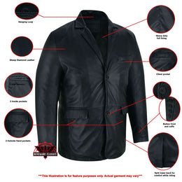 Bridgerton Men's Black Leather Blazer