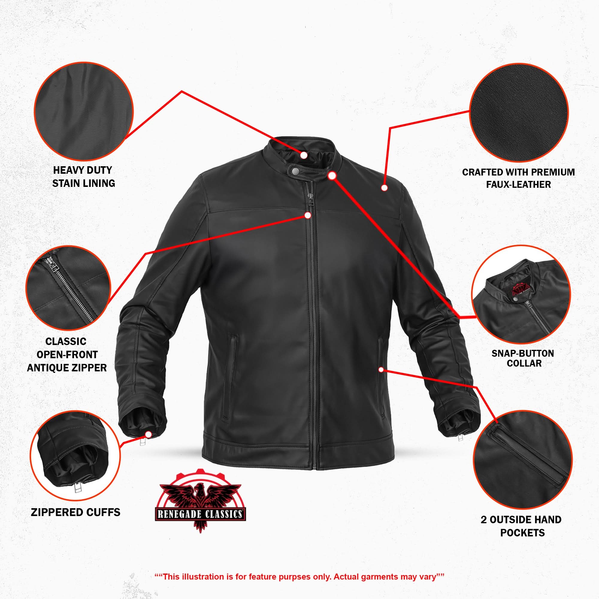 Night Bolt Men’s Faux Leather Motorcycle Jacket