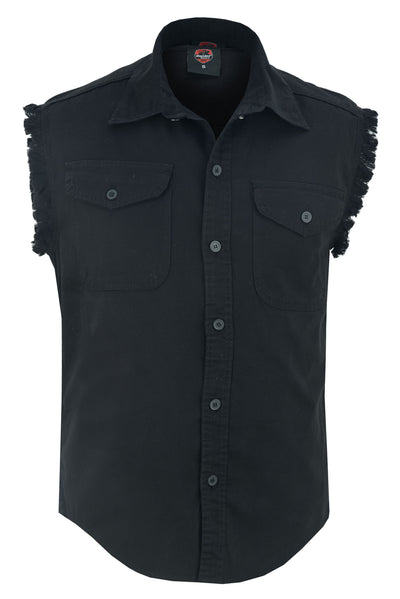 DM Men's Black Lightweight Sleeveless Mens Denim Shirt Men's Denim Shirt Renegade Classics