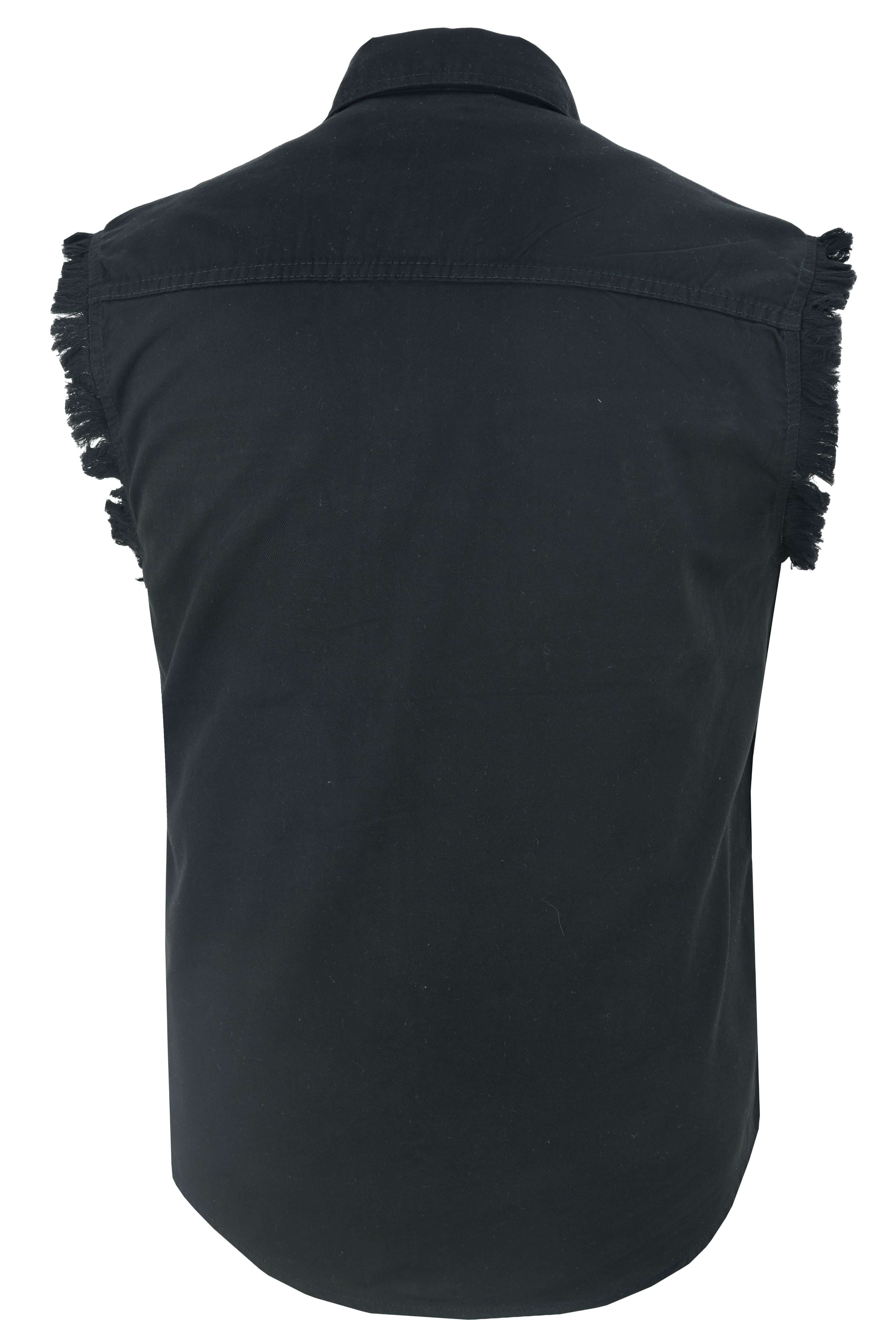 DM Men's Black Lightweight Sleeveless Mens Denim Shirt Men's Denim Shirt Renegade Classics