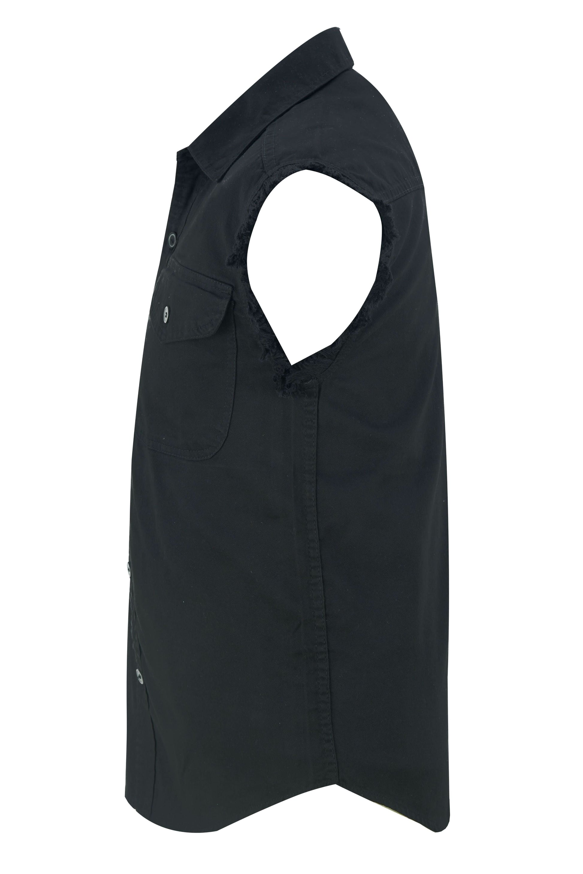 DM Men's Black Lightweight Sleeveless Mens Denim Shirt Men's Denim Shirt Renegade Classics