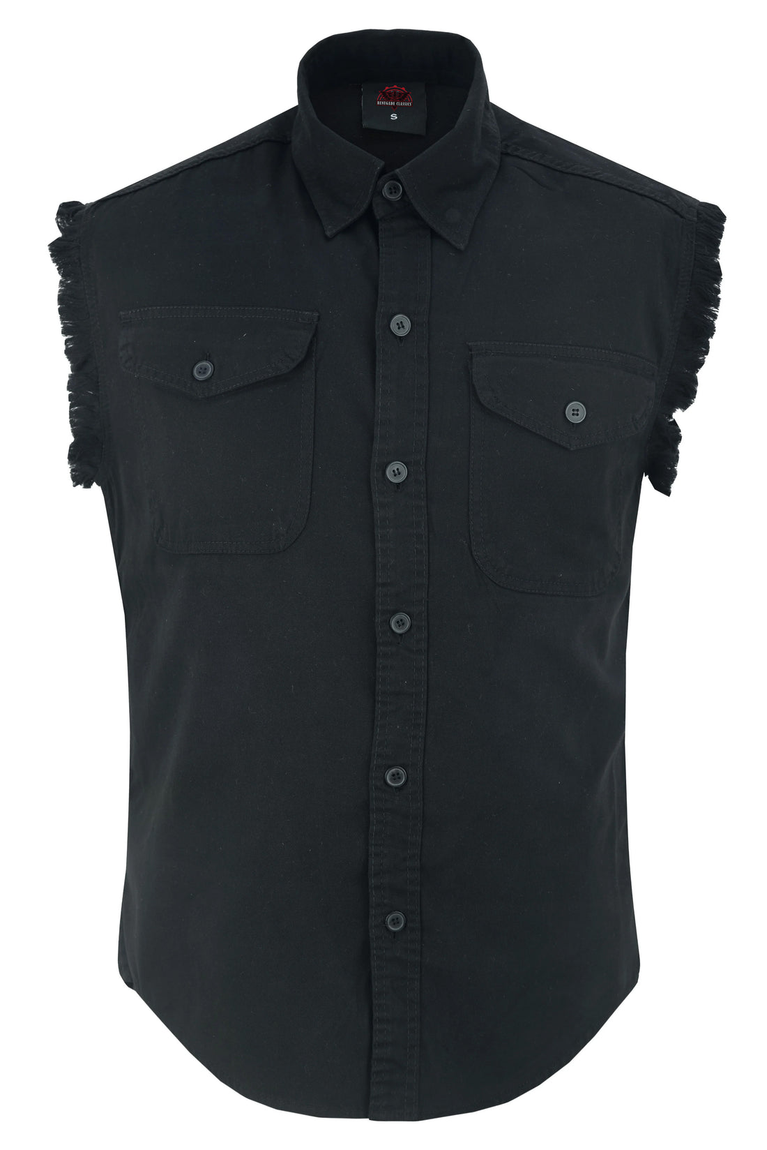 Men's Black Lightweight Sleeveless Mens Denim Shirt