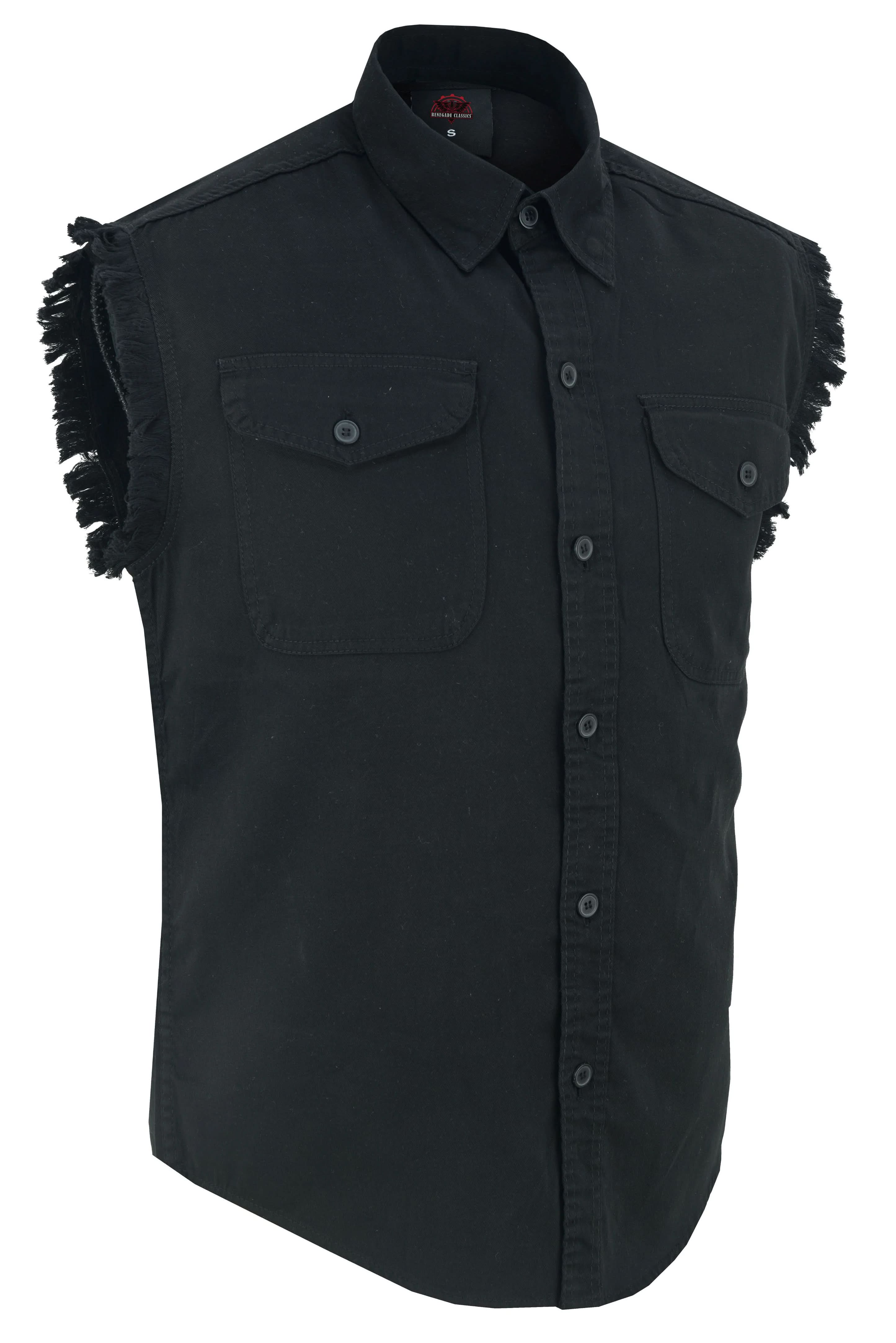 Men's Black Lightweight Sleeveless Mens Denim Shirt