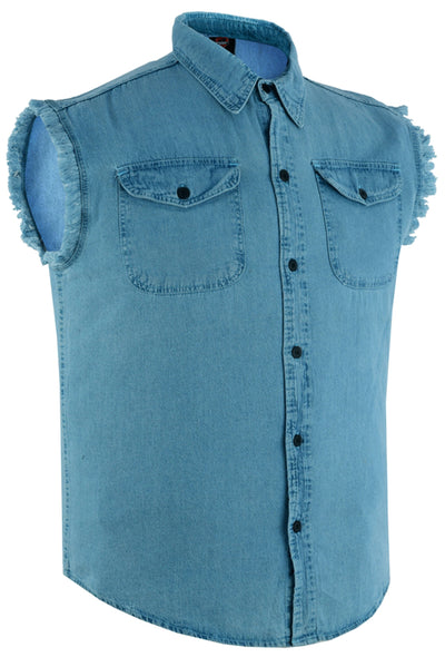 DM Men's Blue Lightweight Sleeveless Mens Denim Shirt Men's Denim Shirt Renegade Classics