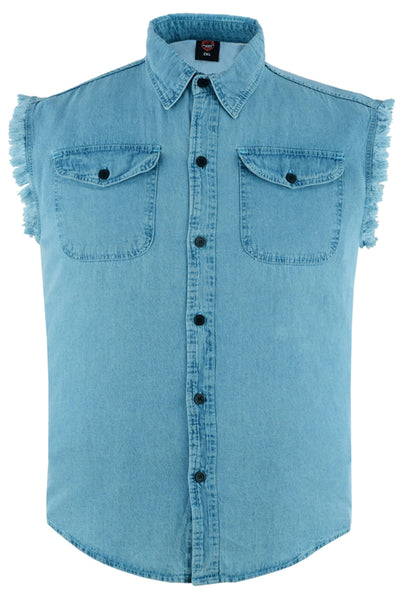 DM Men's Blue Lightweight Sleeveless Mens Denim Shirt Men's Denim Shirt Renegade Classics