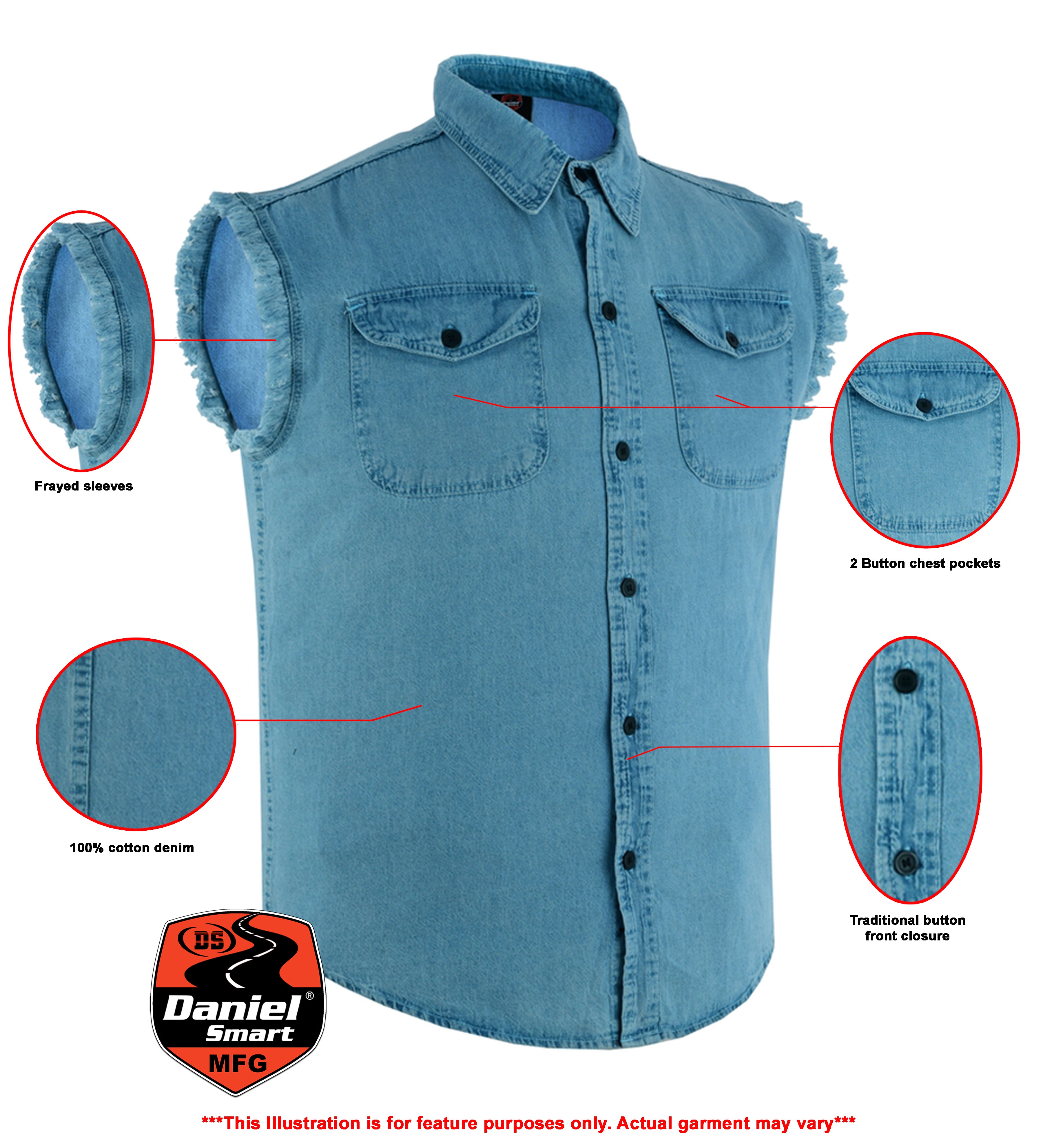 Rydan Men's Blue Sleeveless Denim Shirt – Renegade Classics