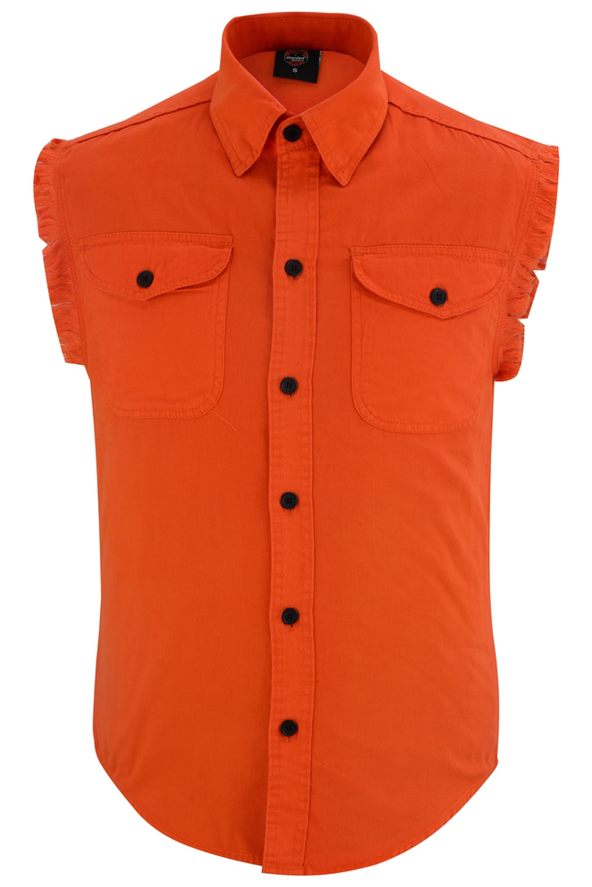 DM Men's Orange Lightweight Sleeveless Mens Denim Shirt Men's Denim Shirt Renegade Classics