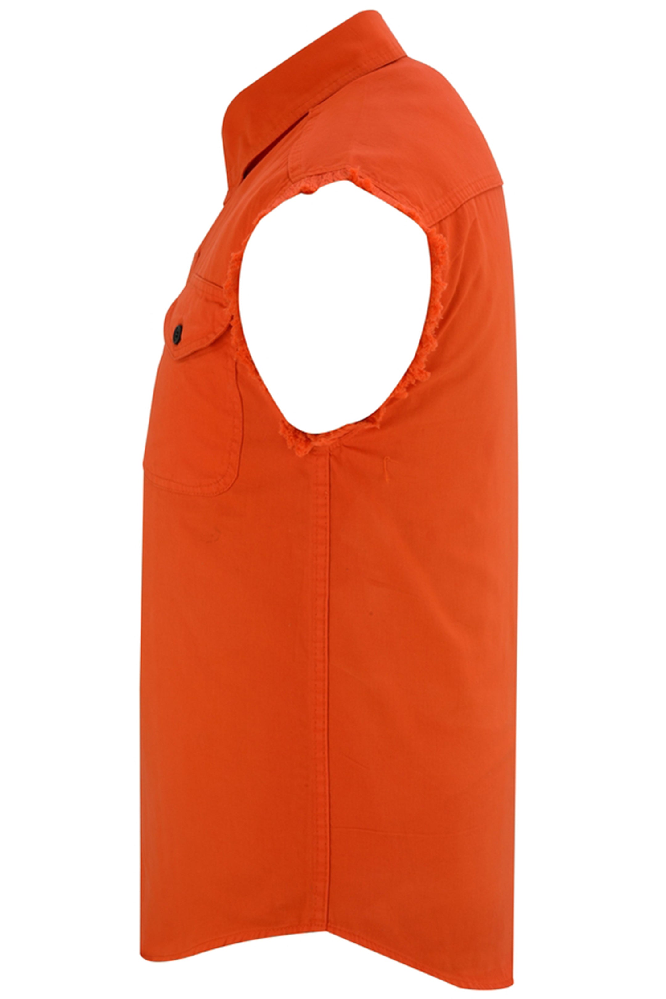 DM Men's Orange Lightweight Sleeveless Mens Denim Shirt Men's Denim Shirt Renegade Classics