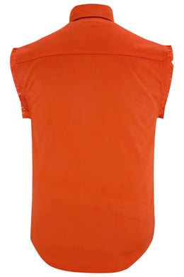 DM Men's Orange Lightweight Sleeveless Mens Denim Shirt Men's Denim Shirt Renegade Classics