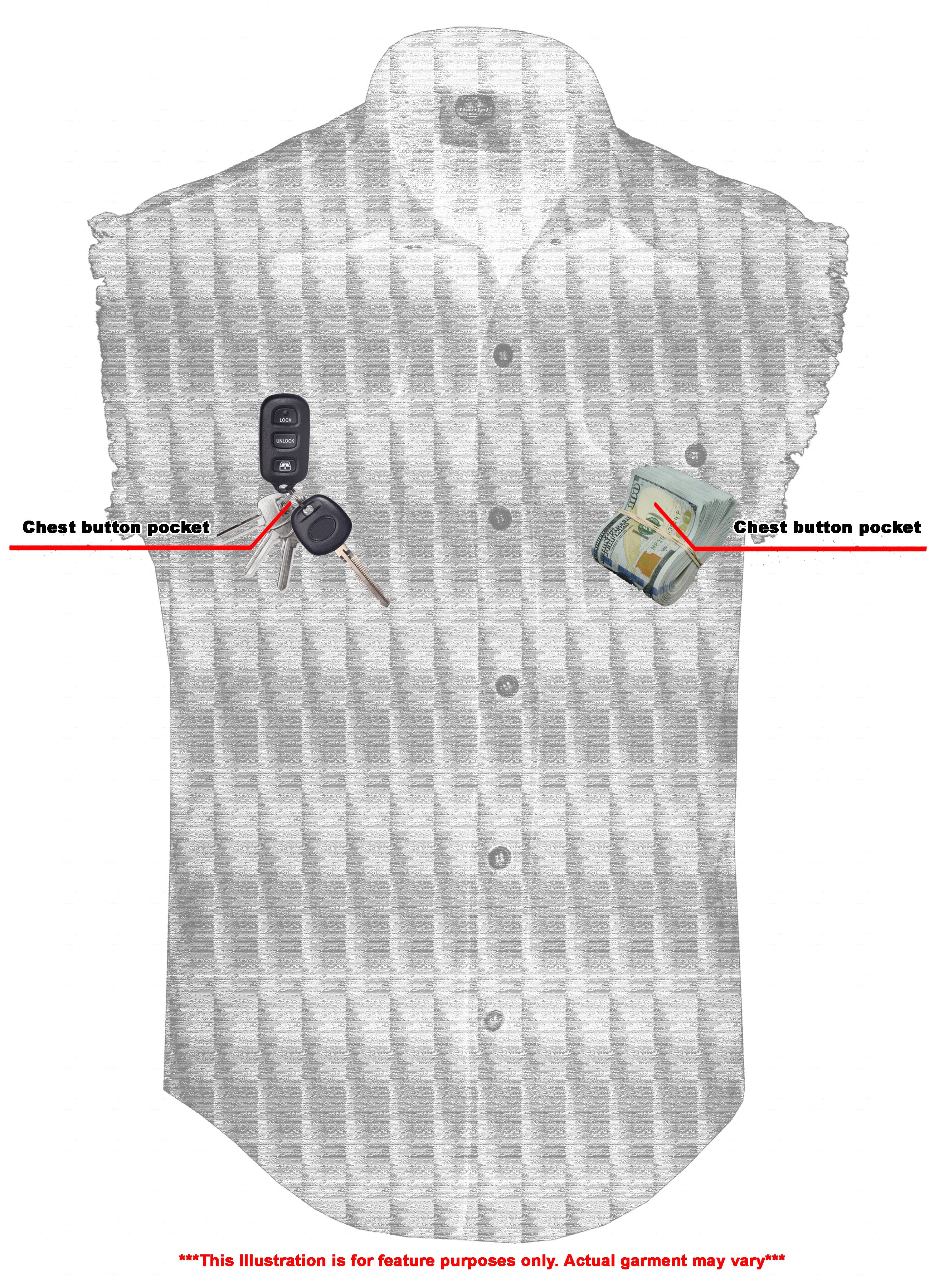 DM Men's Orange Lightweight Sleeveless Mens Denim Shirt Men's Denim Shirt Renegade Classics