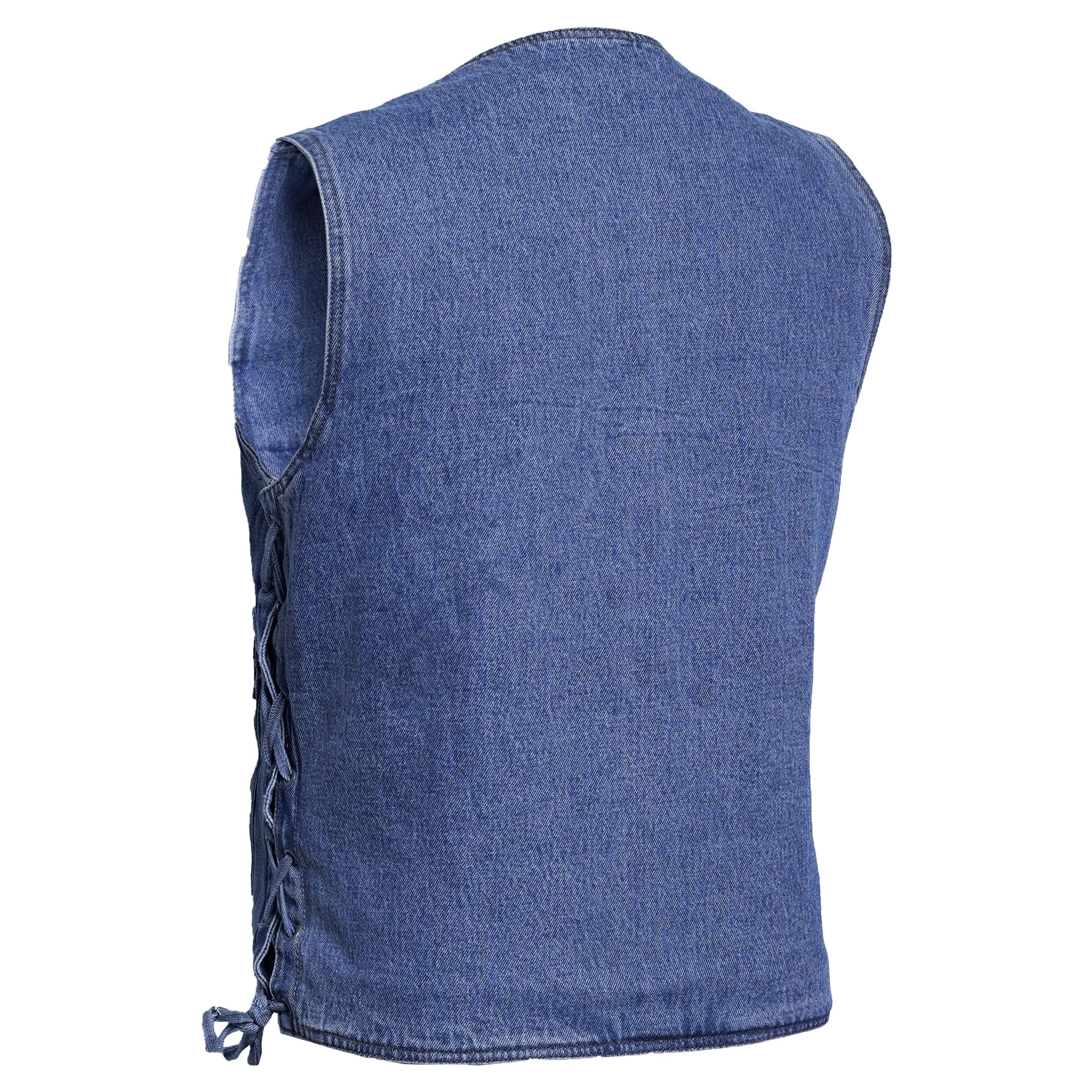 Seawaves Men's Blue Denim Motorcycle Vest