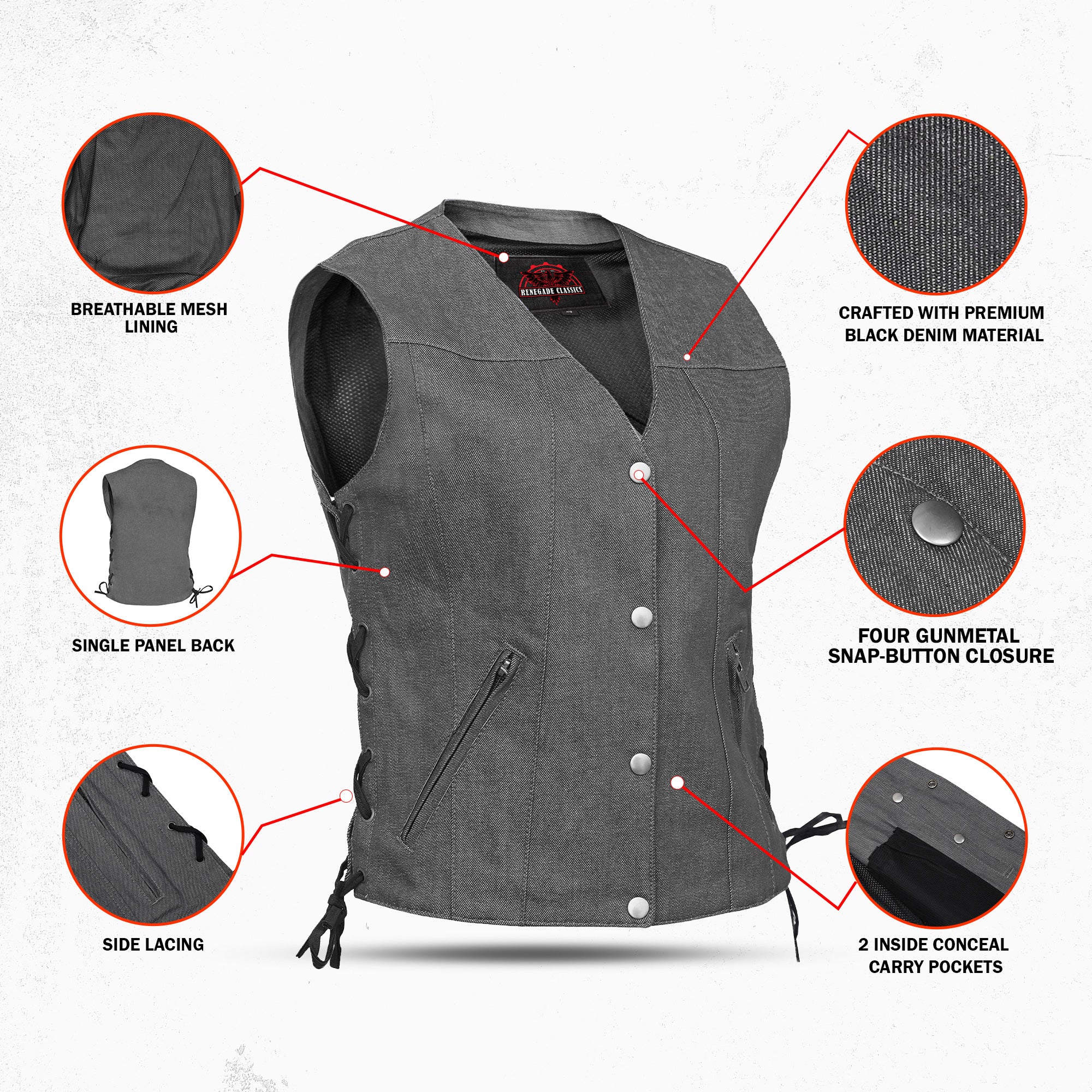 Storm Gray womens denim vest