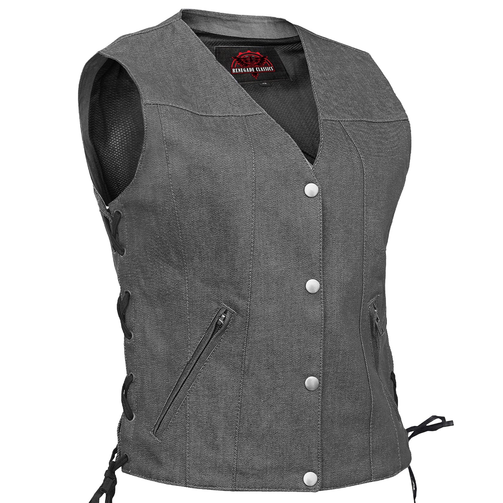 Storm Gray womens denim vest
