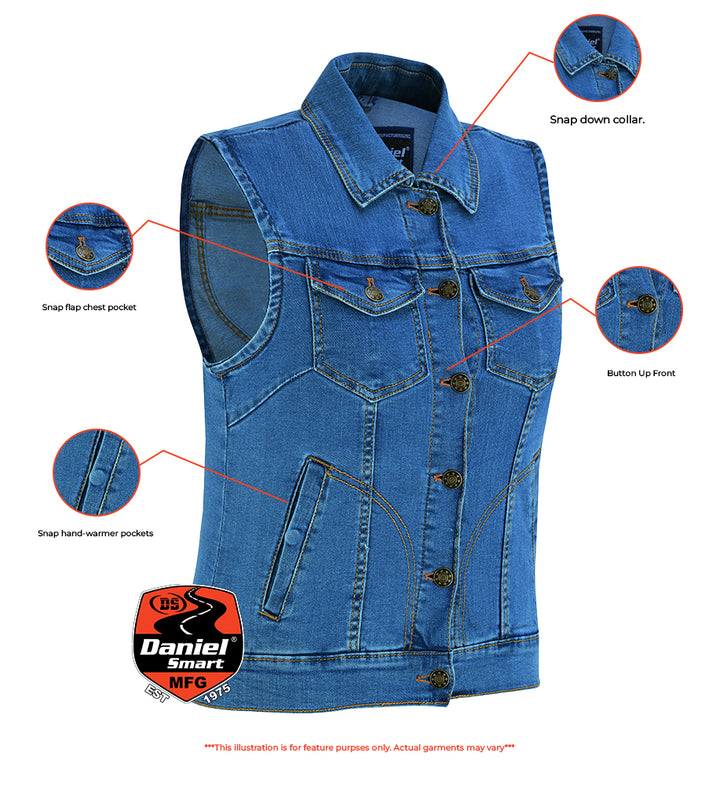 Skyline Blue womens denim vest