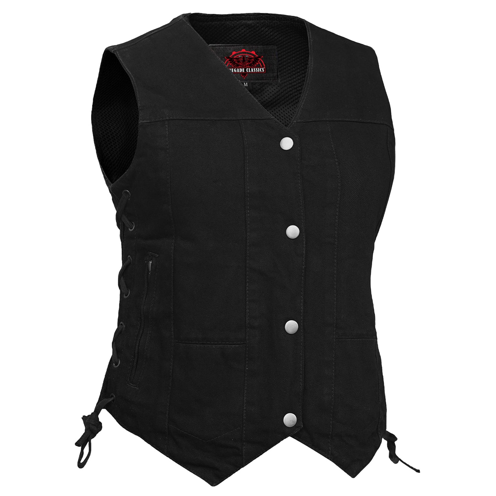 Blackened Black womens denim vest