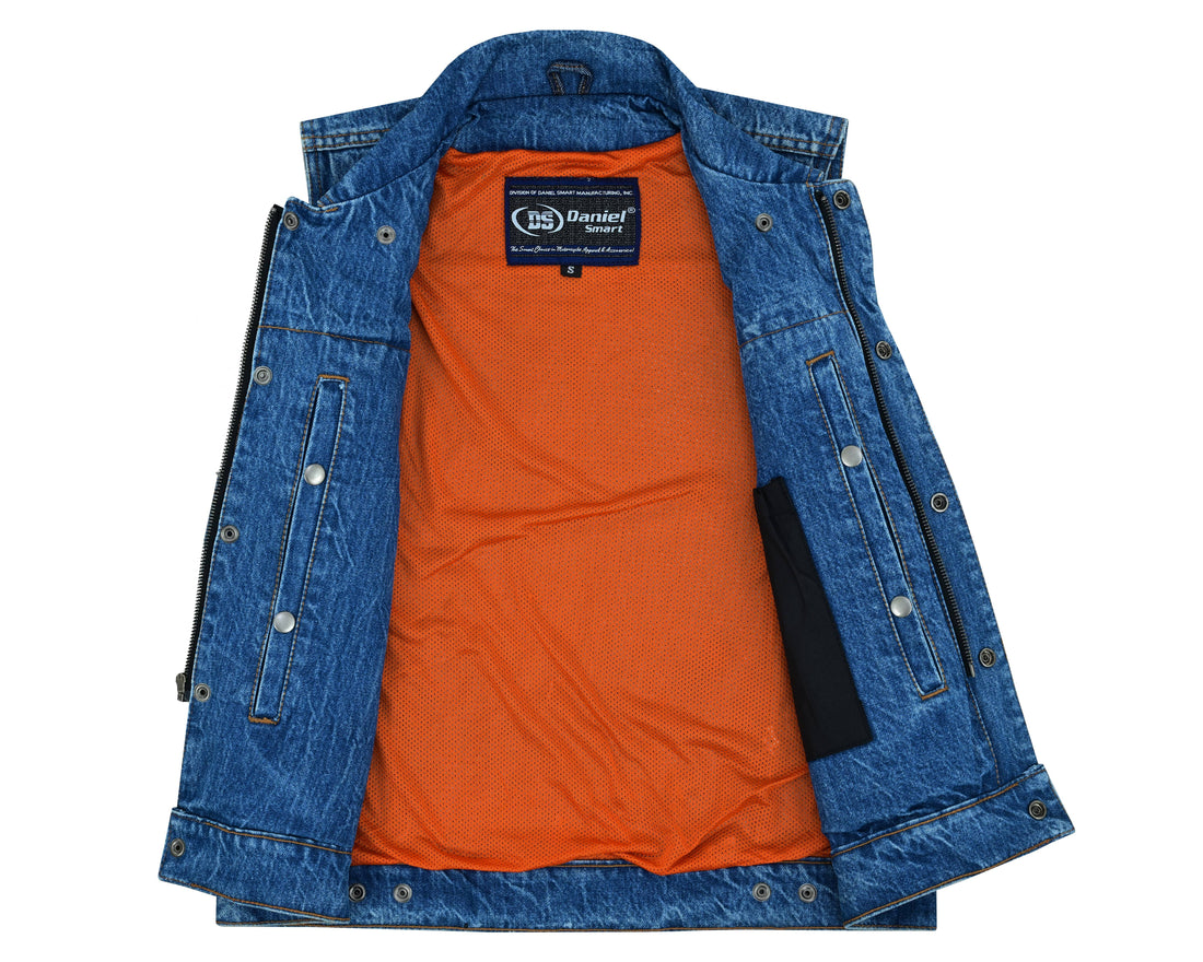 Blackguard  Men's  Blue Denim Motorcycle Vest