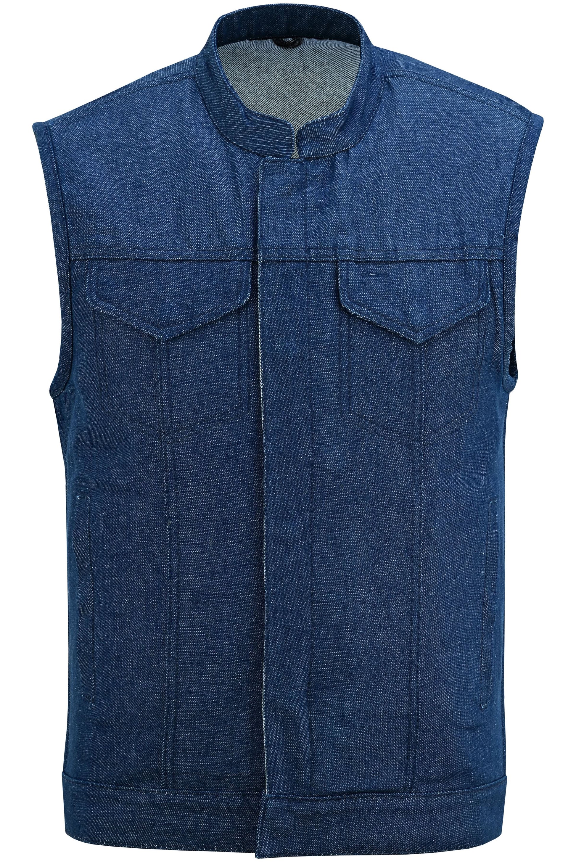 True blue Men's Denim Motorcycle Vest Men's Denim Vests Renegade Classics