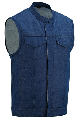 True blue Men's Denim Motorcycle Vest Men's Denim Vests Renegade Classics