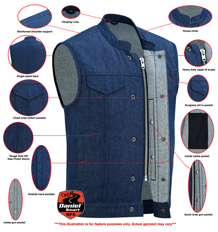 True blue  Men's Denim Motorcycle Vest