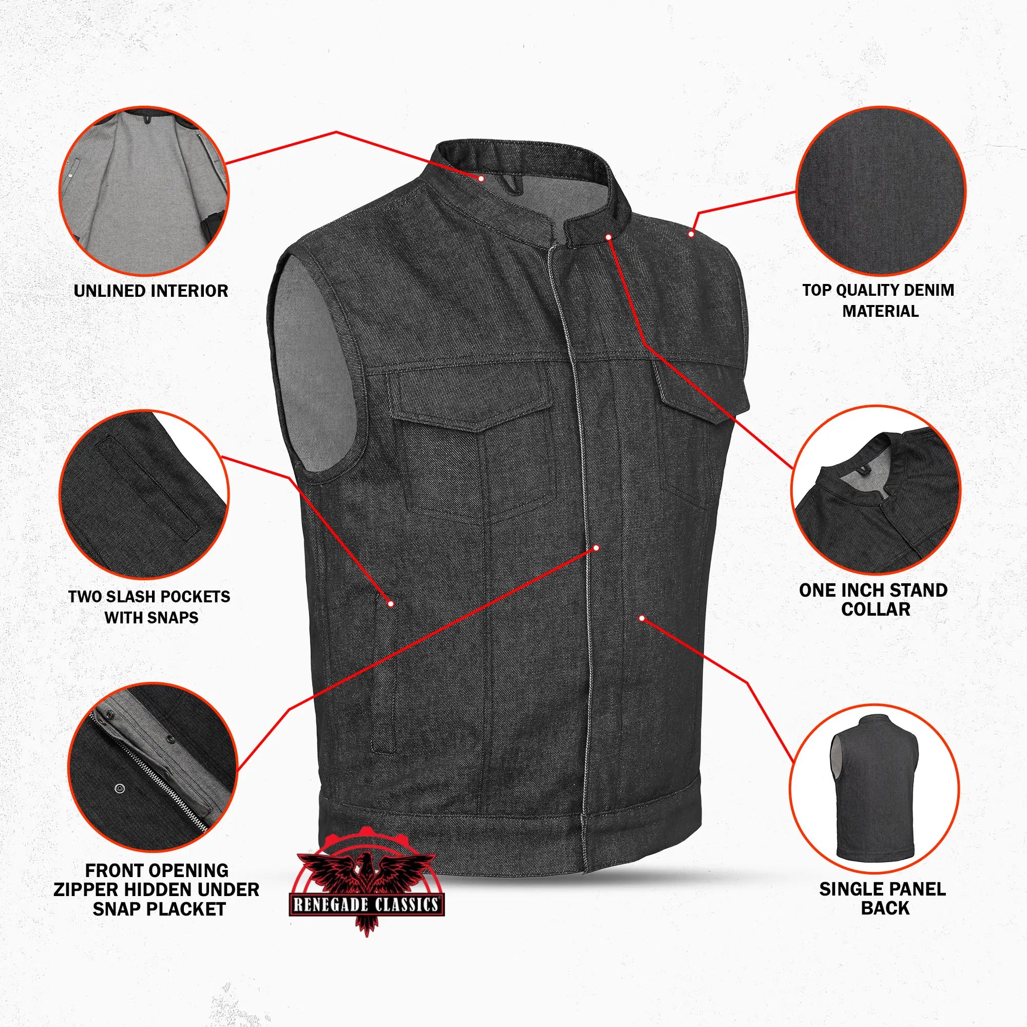 Horizon black Motorcycle Denim Vest